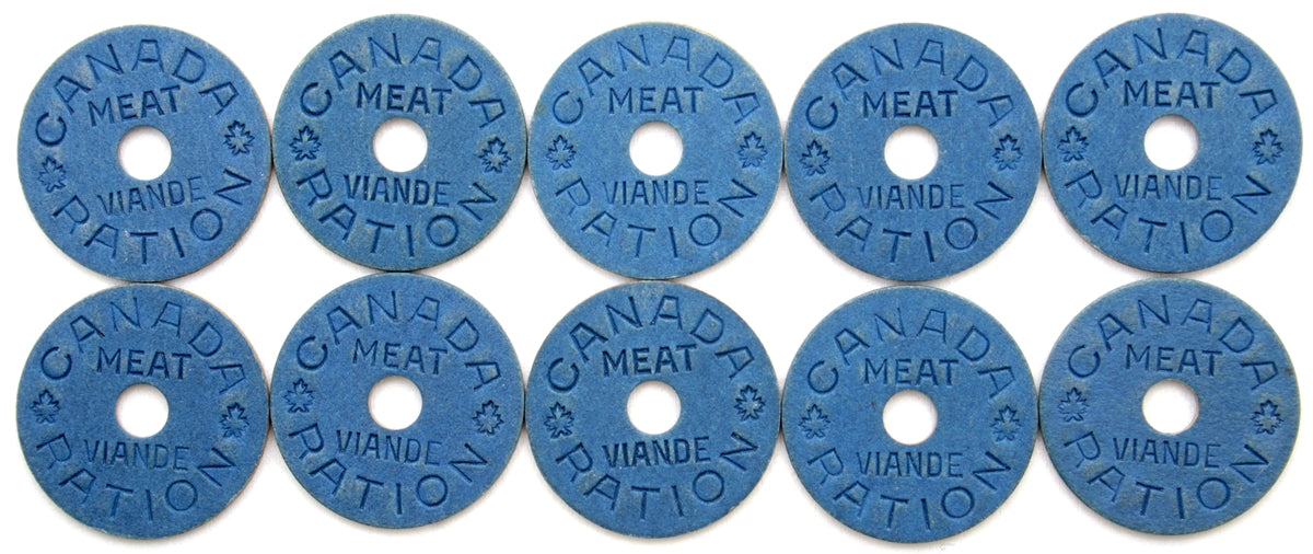 Group lot of 10 x Canada Meat Ration Tokens. (Mega13)