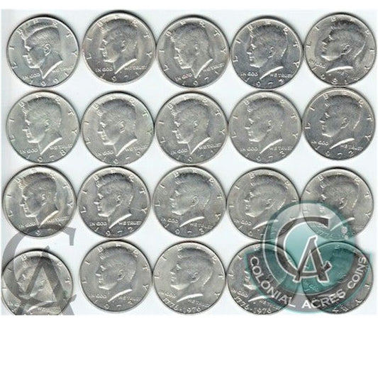 Group lot of 20 x Mixed 1971-2001 Kennedy US Half Dollars. Mega32