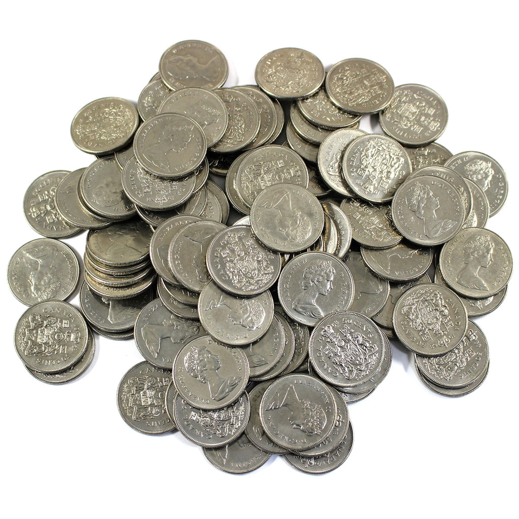 Lot of 100x 1968 Canada Nickel 50-cents, 100Pcs