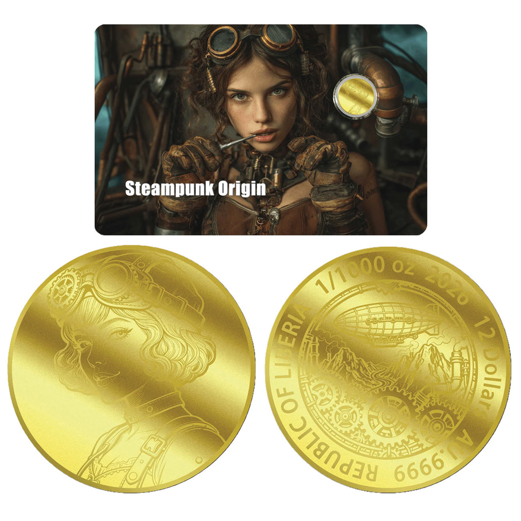 2026 Liberia $12 Steampunk Origin 1/1000oz 24K .9999 Gold in Card (No Tax)