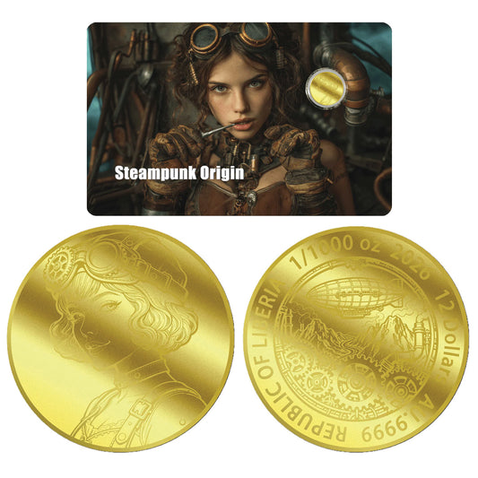 2026 Liberia $12 Steampunk Origin 1/1000oz 24K .9999 Gold in Card (No Tax)