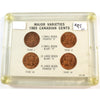 1965 Canada 1-Cents with Major Varieties in Acrylic Case