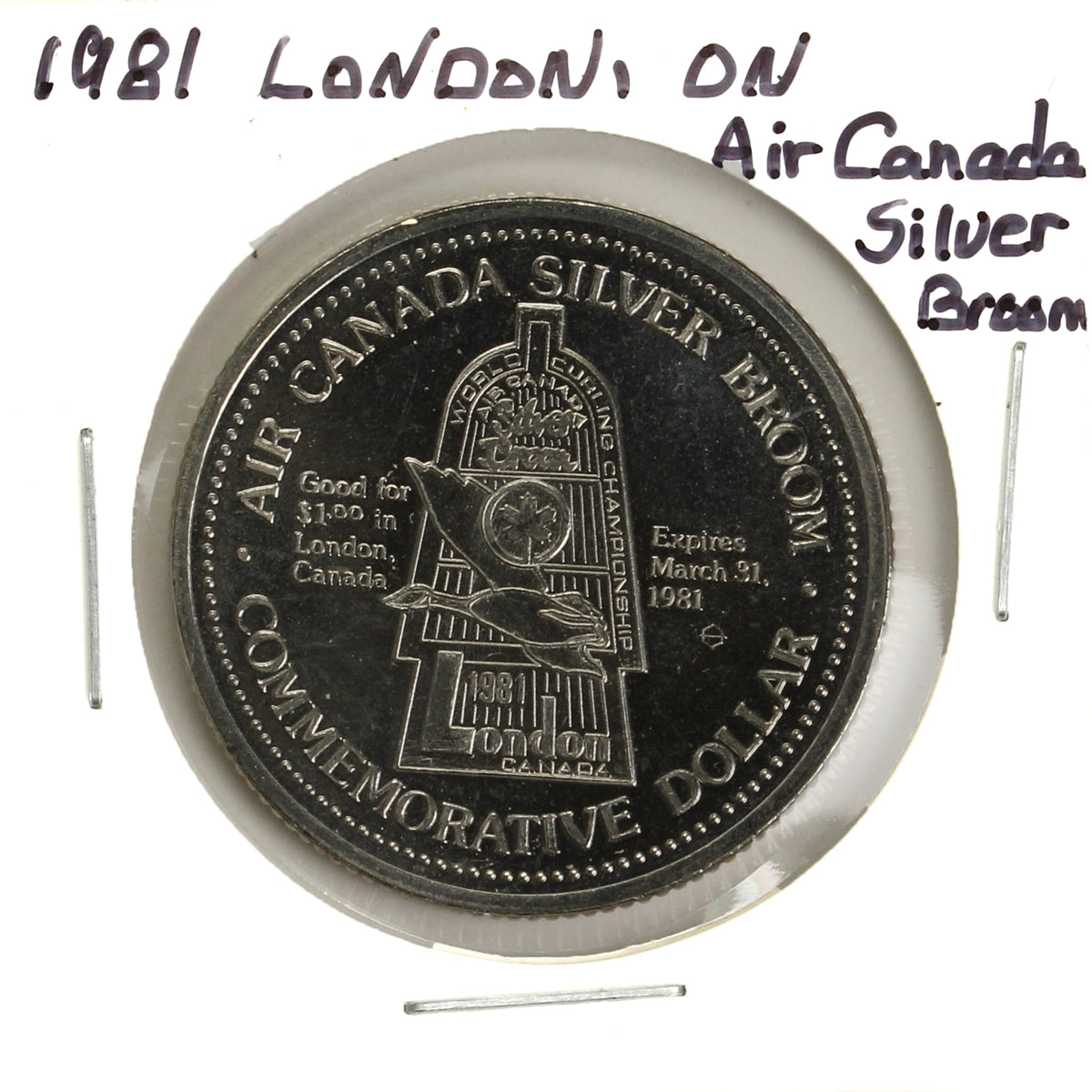 1981 London ON Air Canada Silver Broom World Curling Championship Commemorative Dollar