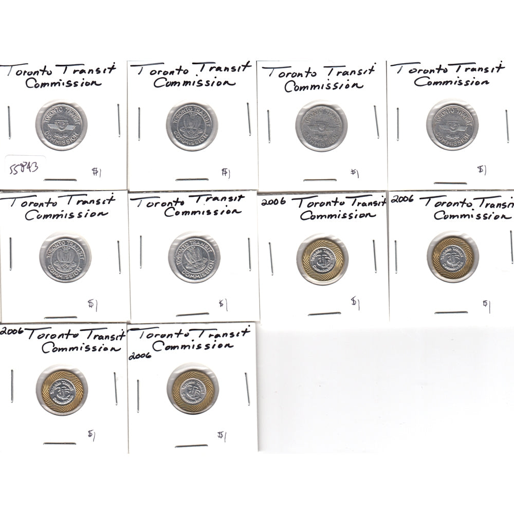 Lot of 10x Toronto Transit Commission Subway Tokens, 10Pcs (See text)
