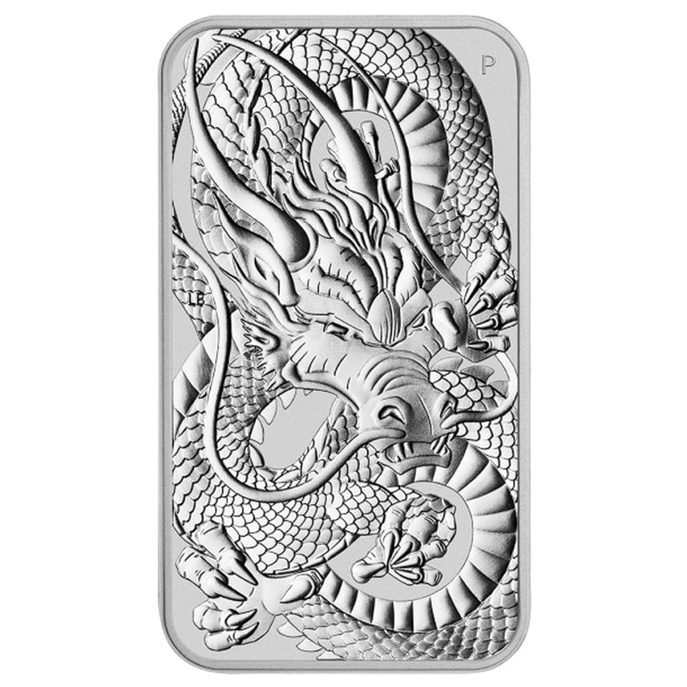 2021 Australia $1 Dragon Bar .9999 Silver (No Tax) Lightly Toned