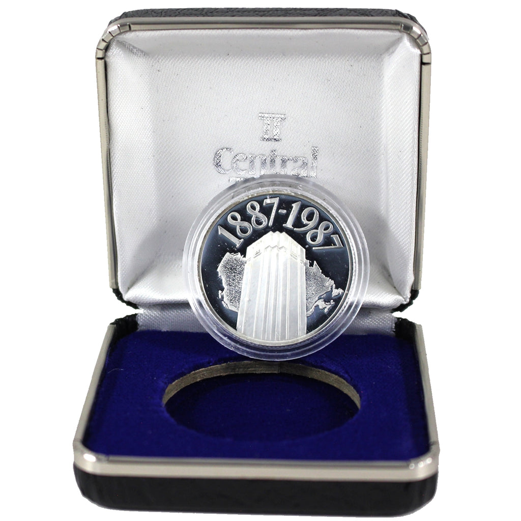 1987 Central Trust Centennial Coin in Case, .55oz Fine Silver (No Tax) Lightly Toned
