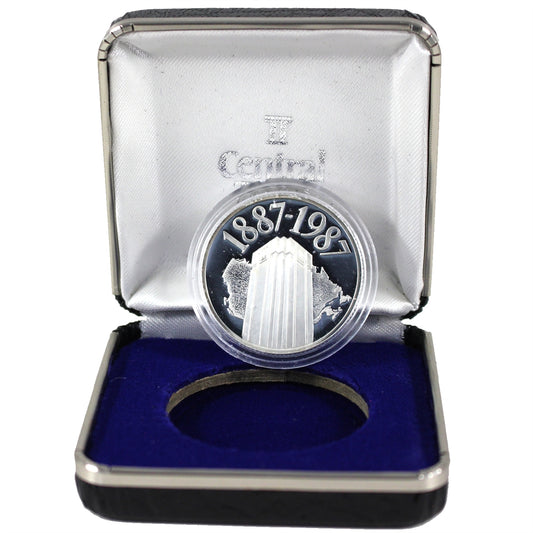 1987 Central Trust Centennial Coin in Case, .55oz Fine Silver (No Tax) Lightly Toned