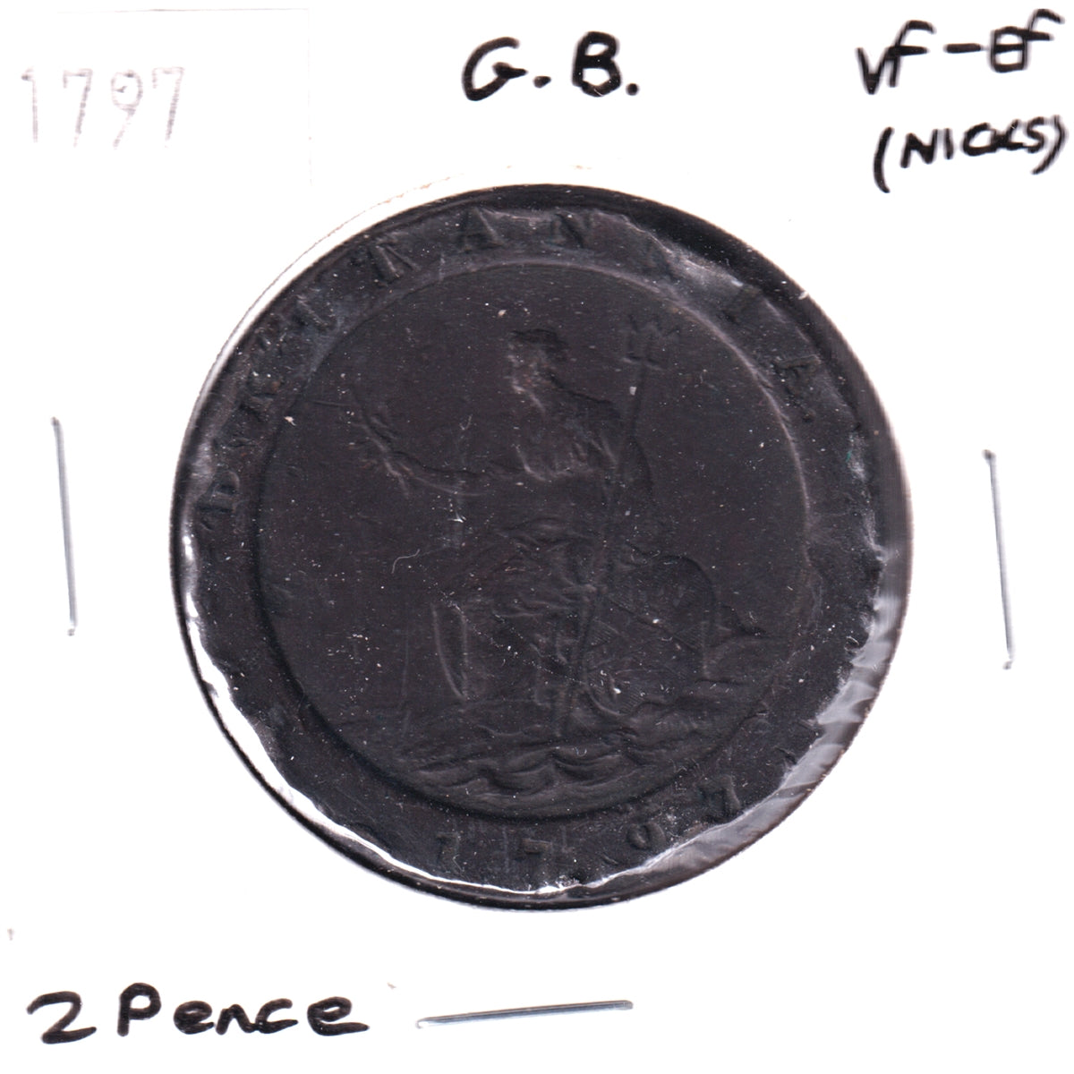 Great Britain 1797 2 Pence VF-EF (VF30) Nicks