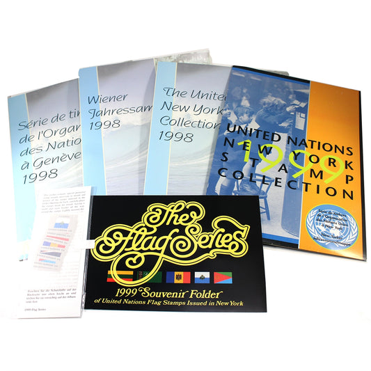 Lot of 5x 1998-1999 United Nations Stamp Sets in Books or Folder, 5Pcs