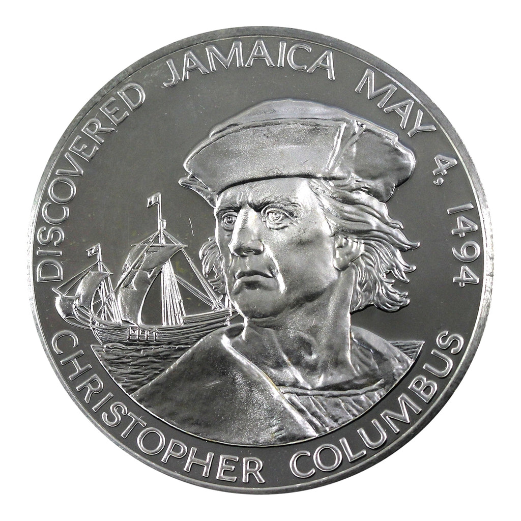 Jamaica 1975 $10 Christopher Columbus Sterling Silver Proof (May be scuffed, scratched)