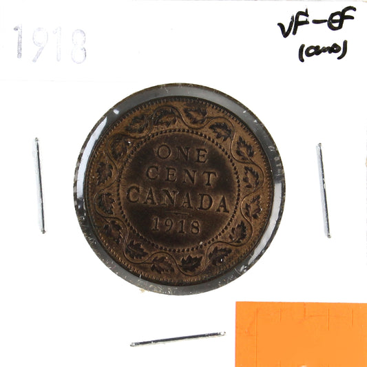 1918 Canada 1-cent VF-EF (VF30) Corrosion, cleaned, or impaired