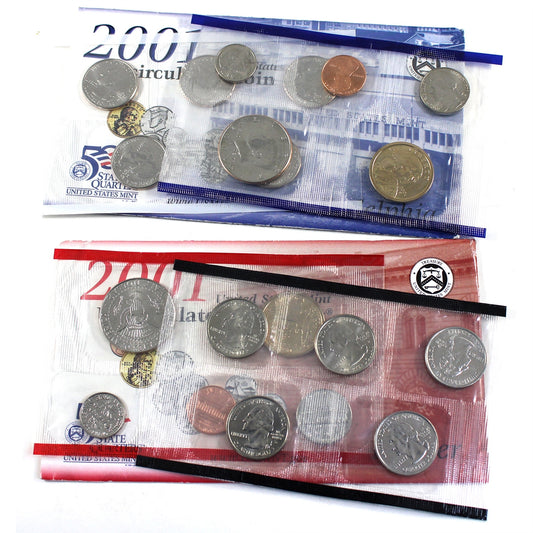2001 USA Uncirculated Coin Set, P&D Mints (lightly toned/ wear)