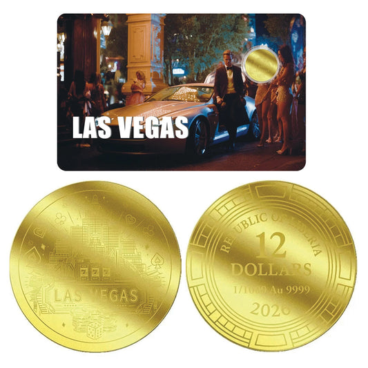 2026 Liberia $12 Las Vegas 1/1000oz 24K .9999 Gold in Card (No Tax)