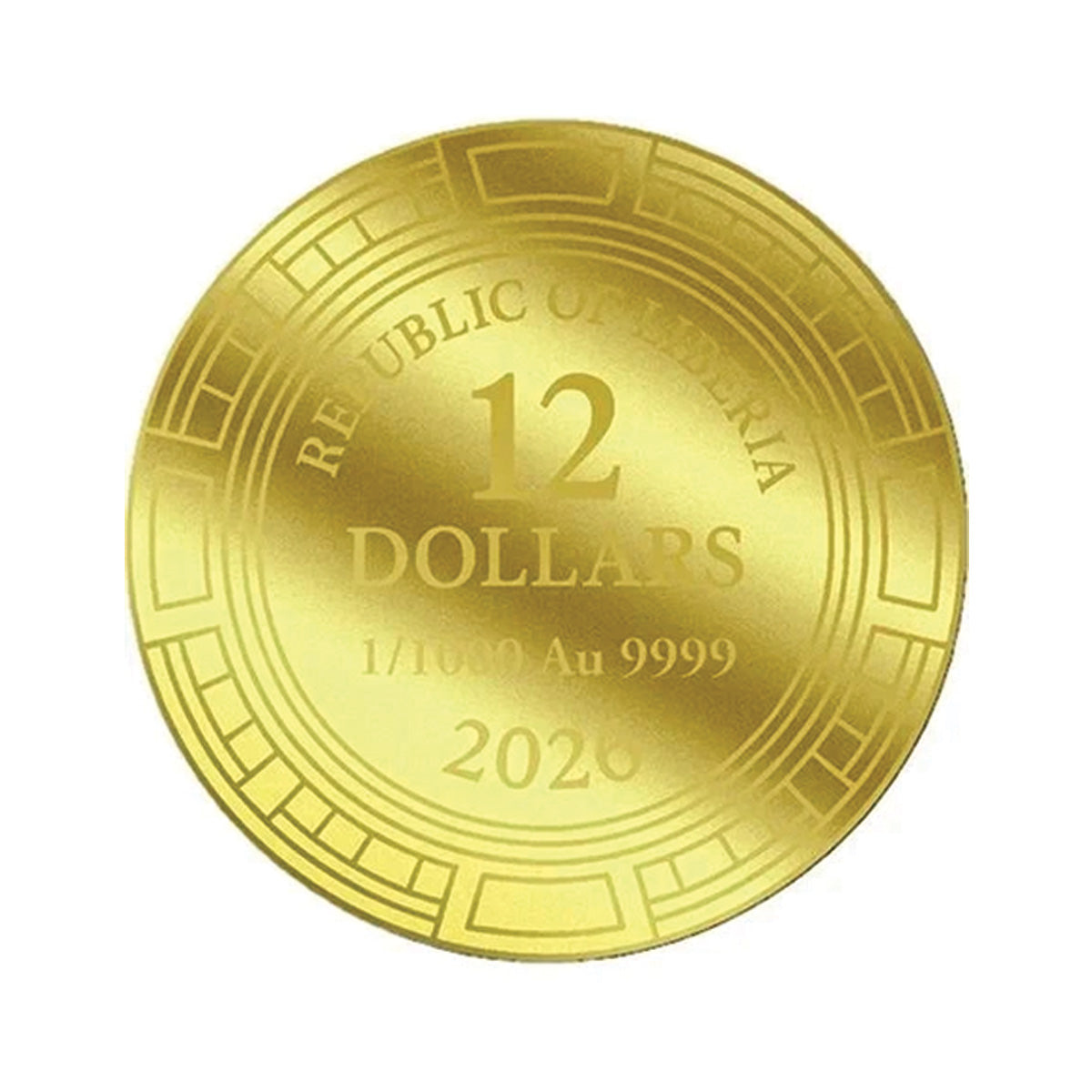 2026 Liberia $12 Las Vegas 1/1000oz 24K .9999 Gold in Card (No Tax)
