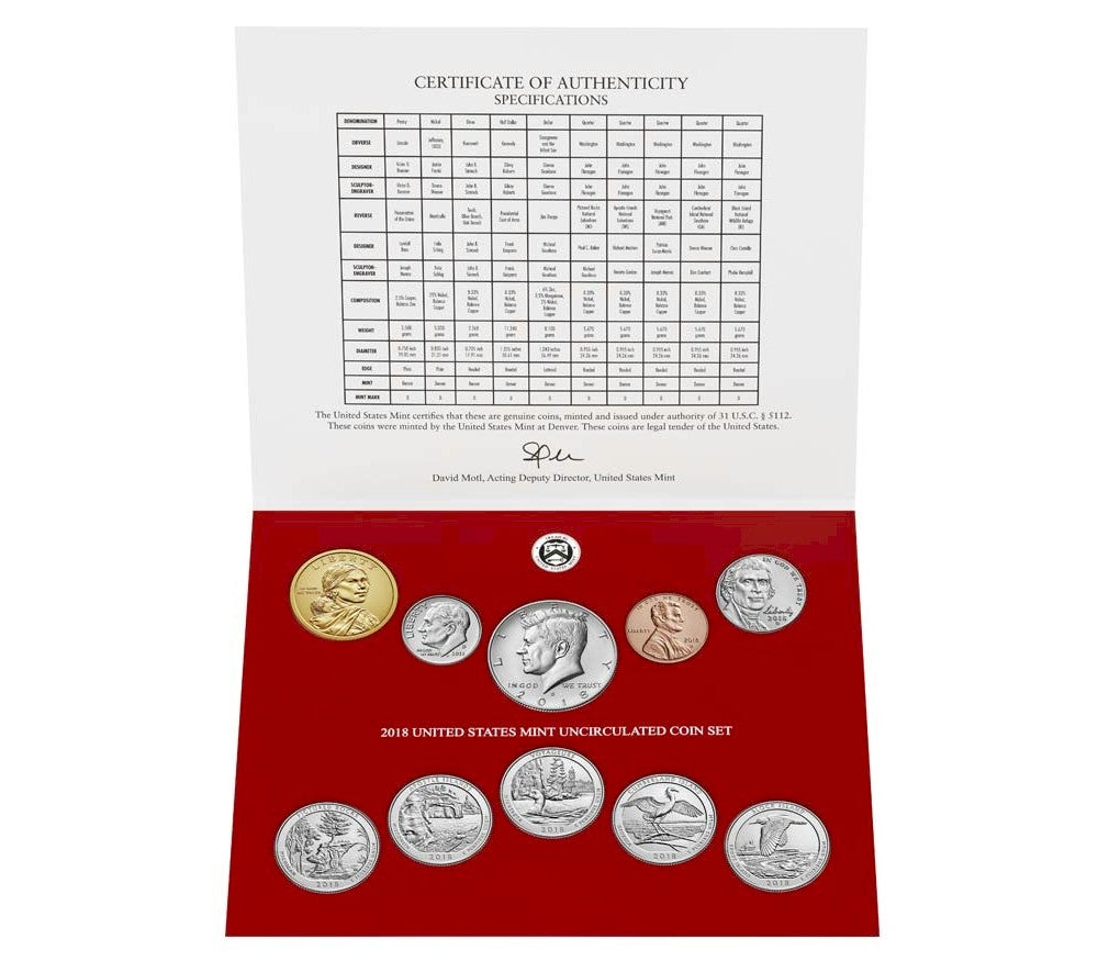 2018 USA Uncirculated P&D Coin Set (Light wear)