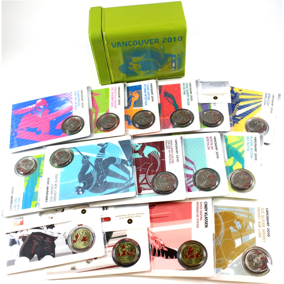 COMPLETE 2010 Canada Vancouver Olympics Sport Coin Petro-Canada Cards in Collector Tin