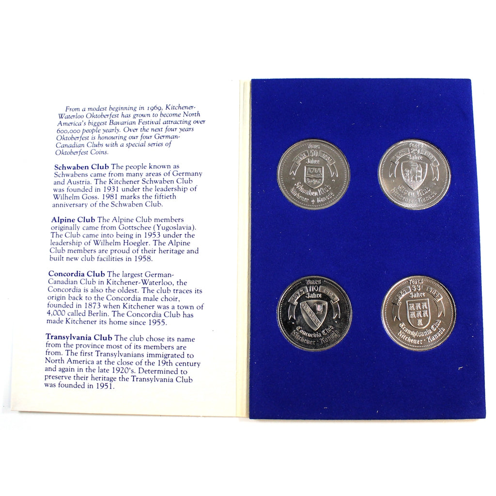 4x 1981 to 1984 K-W Oktoberfest Trade Dollars in Folder