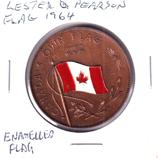 1867-1967 Canada's Own Flag/Centennial Enamelled Medallion (Bronze Colour) Impaired