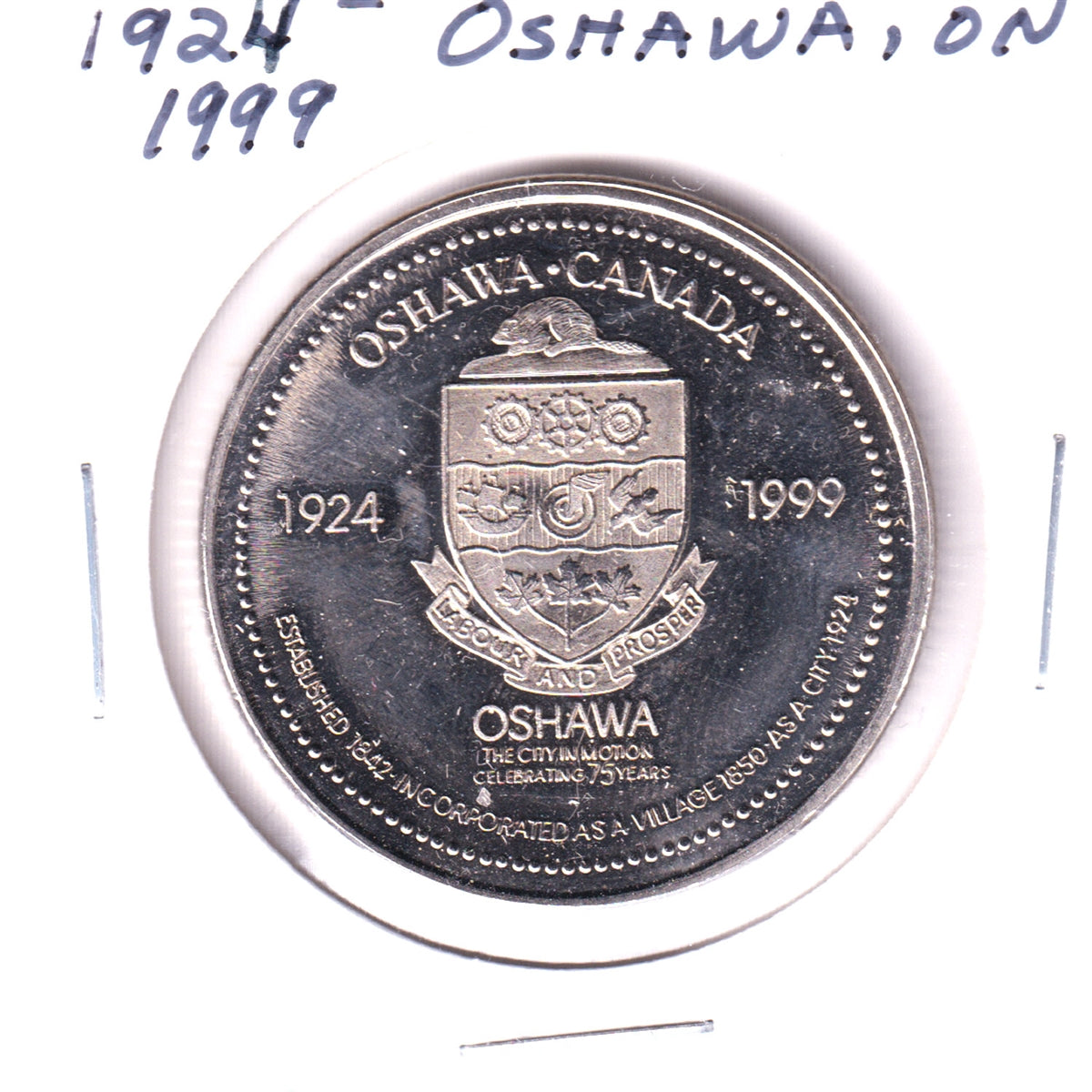 Oshawa, Ontario, 1999 75th Anniversary $2 Trade Dollar