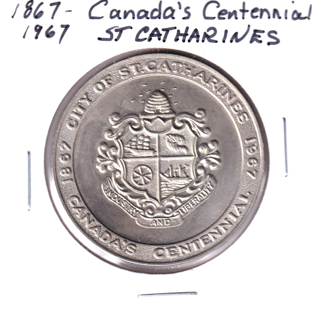 1967 St. Catharines, ON, Canada's Centennial Medallion (Nickel) Spots/light toning