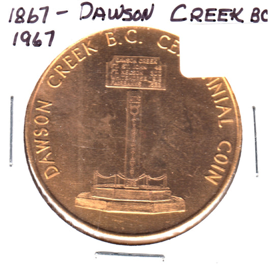 1867-1967 Dawson Creek BC Centennial Medallion - Peace River Power Project