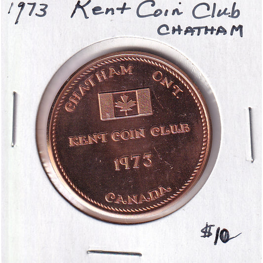 1973 Chatham, Ontario, Kent Coin Club 10th Anniversary Medallion