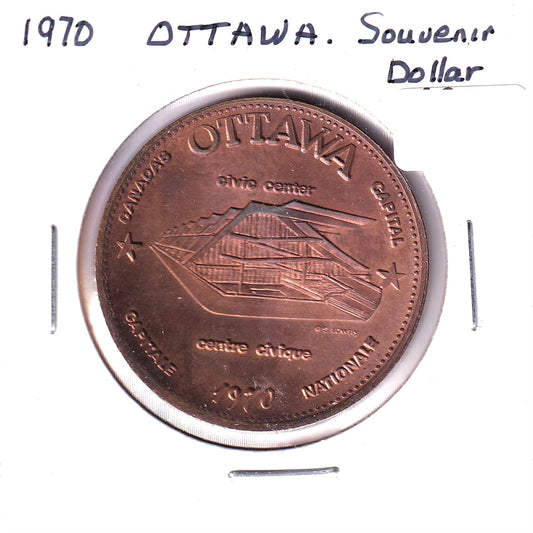 1970 Ottawa Souvenir Dollar Trade Token: Civic Centre (Toned)