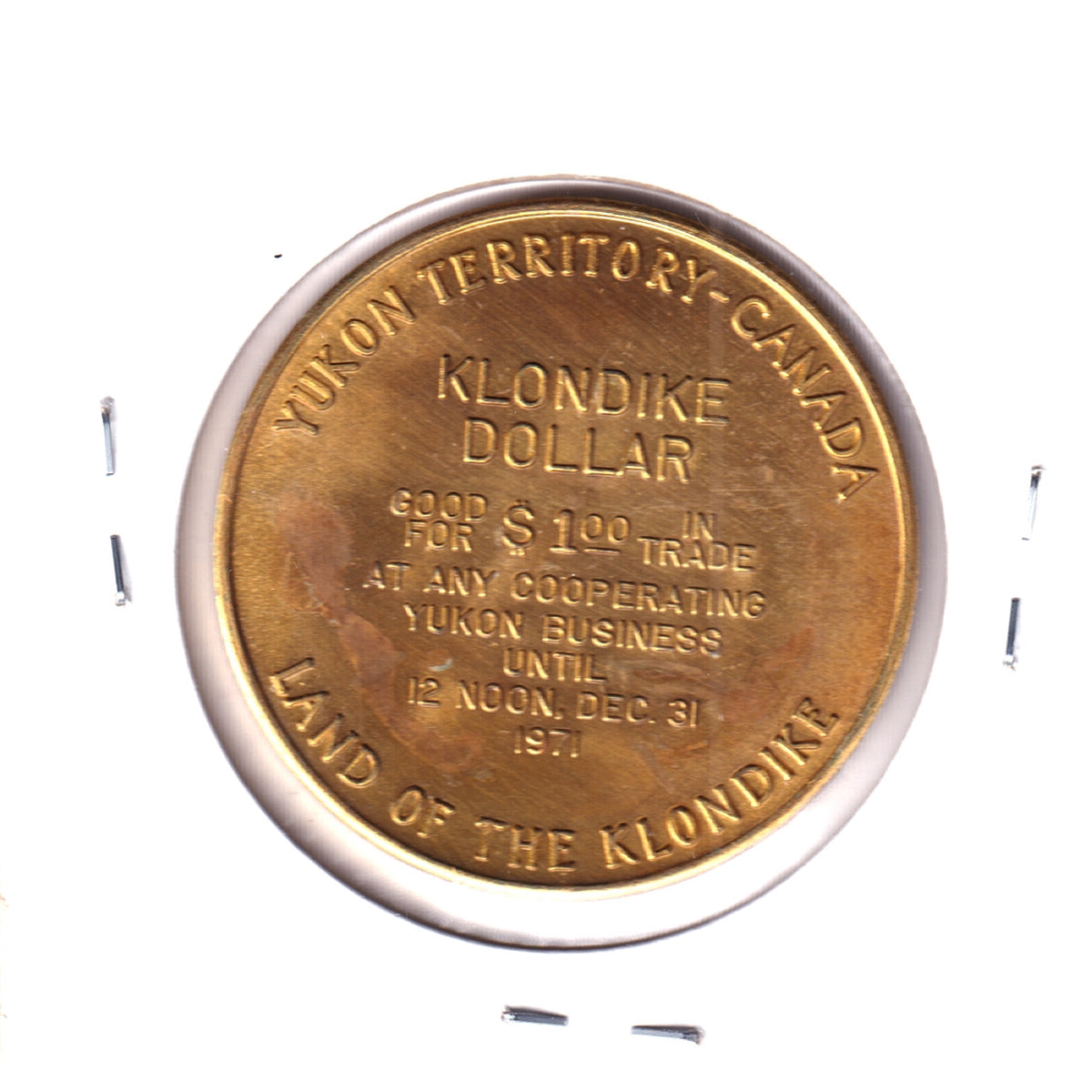 Yukon Territory 1971 Klondike Dollar Trade Token - City of Whitehorse (Lightly Toned)