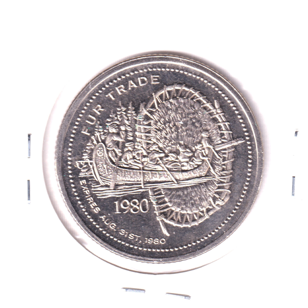 North Bay, Ontario, 1980 Trade Dollar Token: 1982 Centennial, Featuring Fur Trade