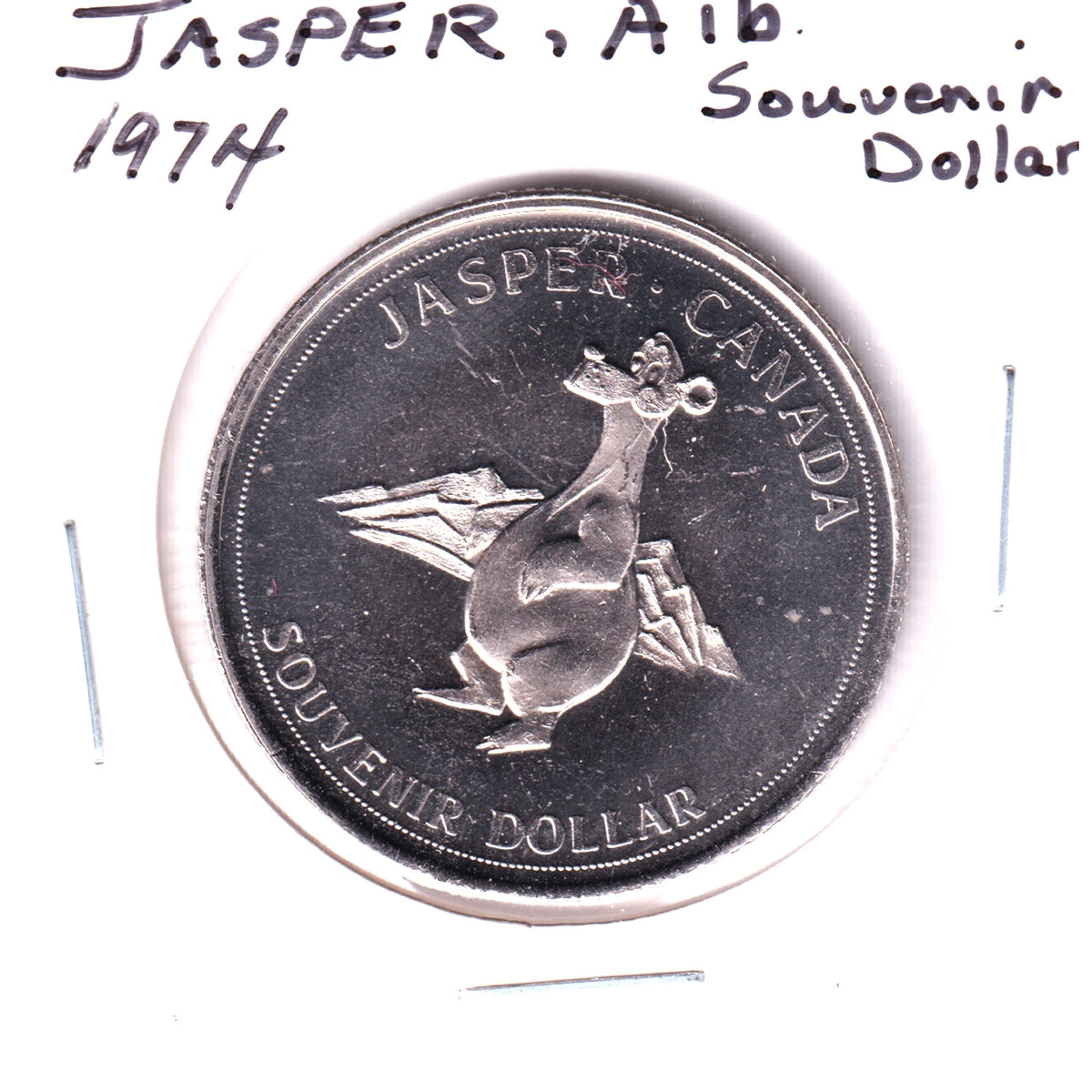 1974 Jasper, Alberta, Souvenir Dollar Trade Token: Old Man