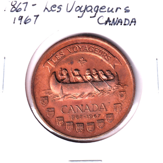 1967 Les Voyageurs Canada Centennial Medallion (Spots)