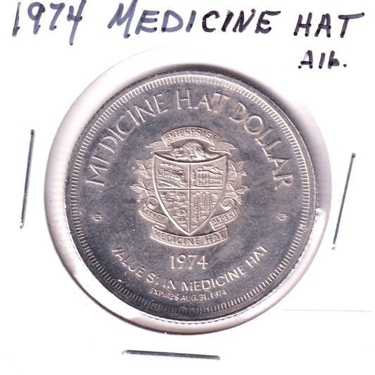 1974 Medicine Hat, Alberta, Souvenir Dollar Trade Token: 100 Years NWMP-RCMP