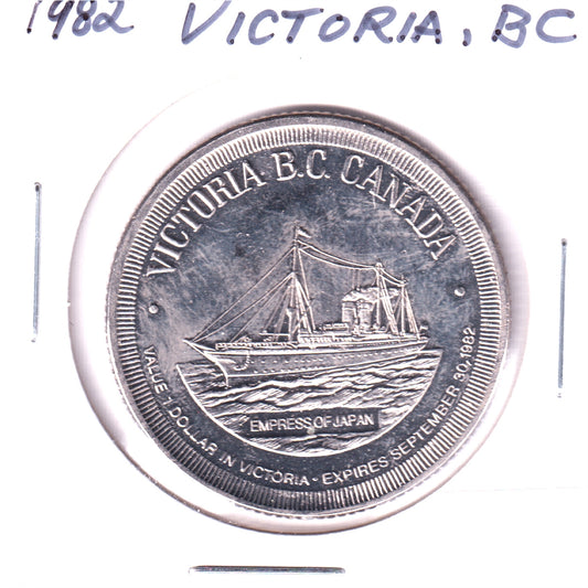 1982 Victoria, BC, Trade Dollar Token: Empress of Japan