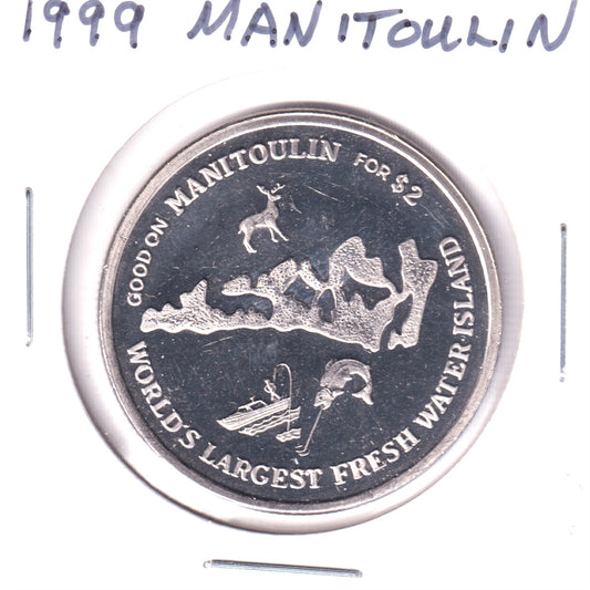 1999 Manitoulin Island, Ontario, Haweater $2 Trade Token: Algoma Eastern Railway Stn.
