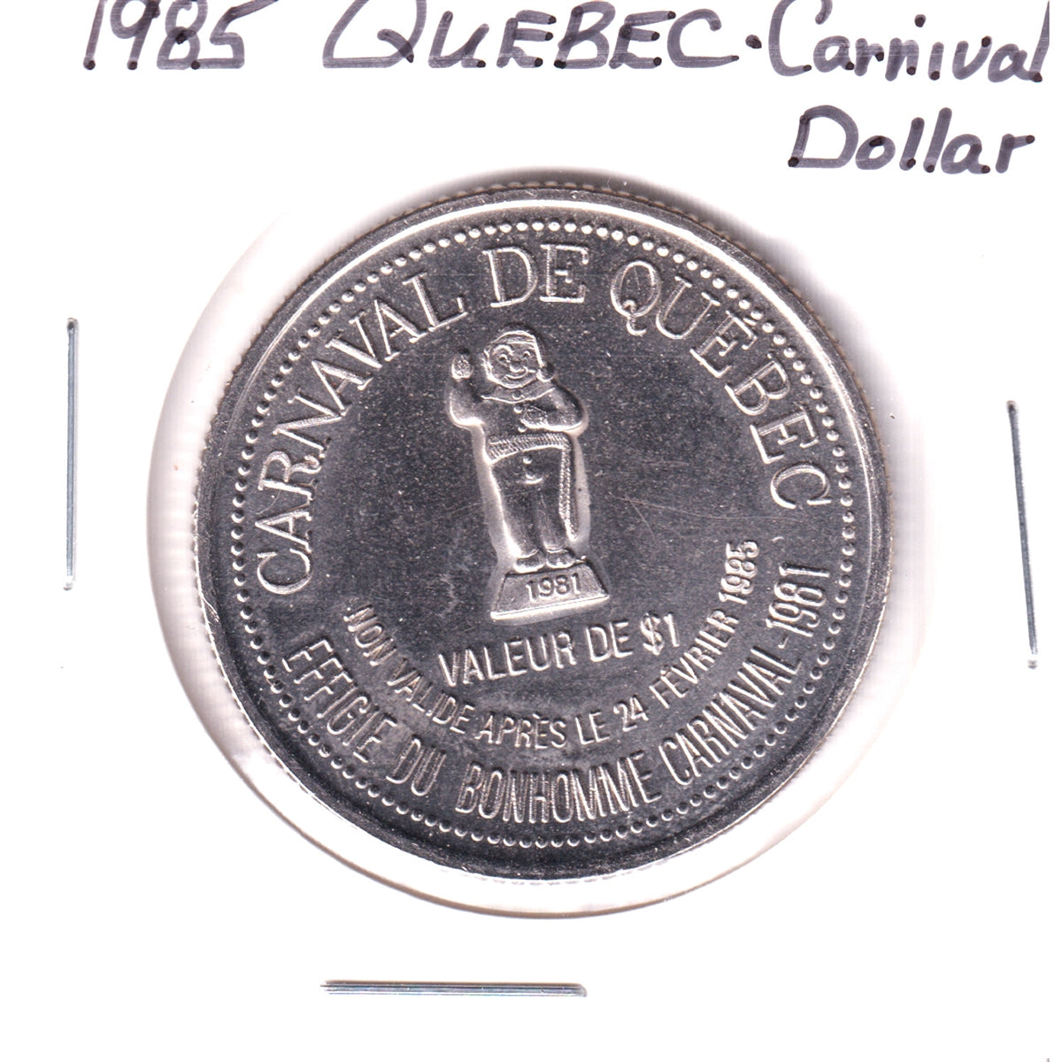 1985 Carnaval de Quebec Trade Dollar Token: Hippodrome de Quebec