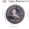 1981 Cape Breton, NS, MacPuffin Dollar Trade Token: Bluenose, Champion of the Sea