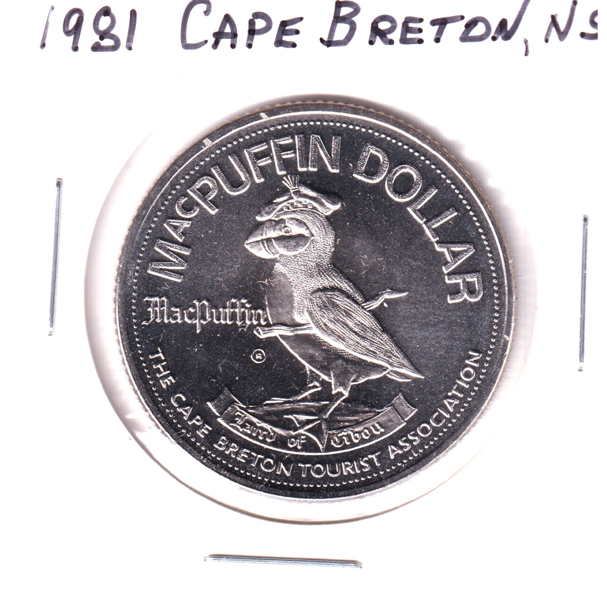 1981 Cape Breton, NS, MacPuffin Dollar Trade Token: Bluenose, Champion of the Sea