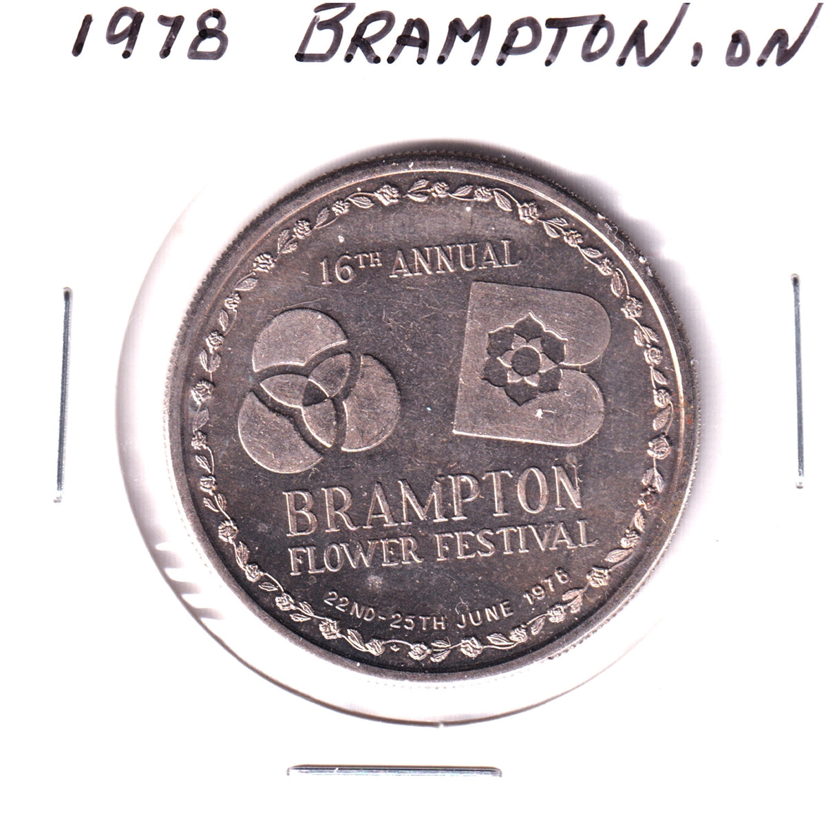 1978 Brampton, Ontario, 16th Annual Flower Festival Dollar Trade Token