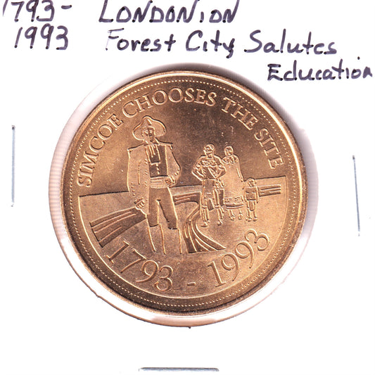 1993 London, Ontario, 200 Years Medallion: The Forest City Salutes Education