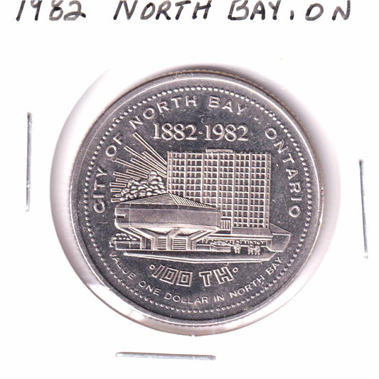 1981 North Bay, ON, 1982 Centennial Trade Dollar Token: Lumbering