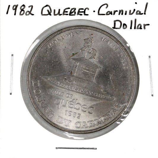 1982 Carnaval de Quebec Trade Dollar Token: Monument Jeanne d'Arc (Corrosion)