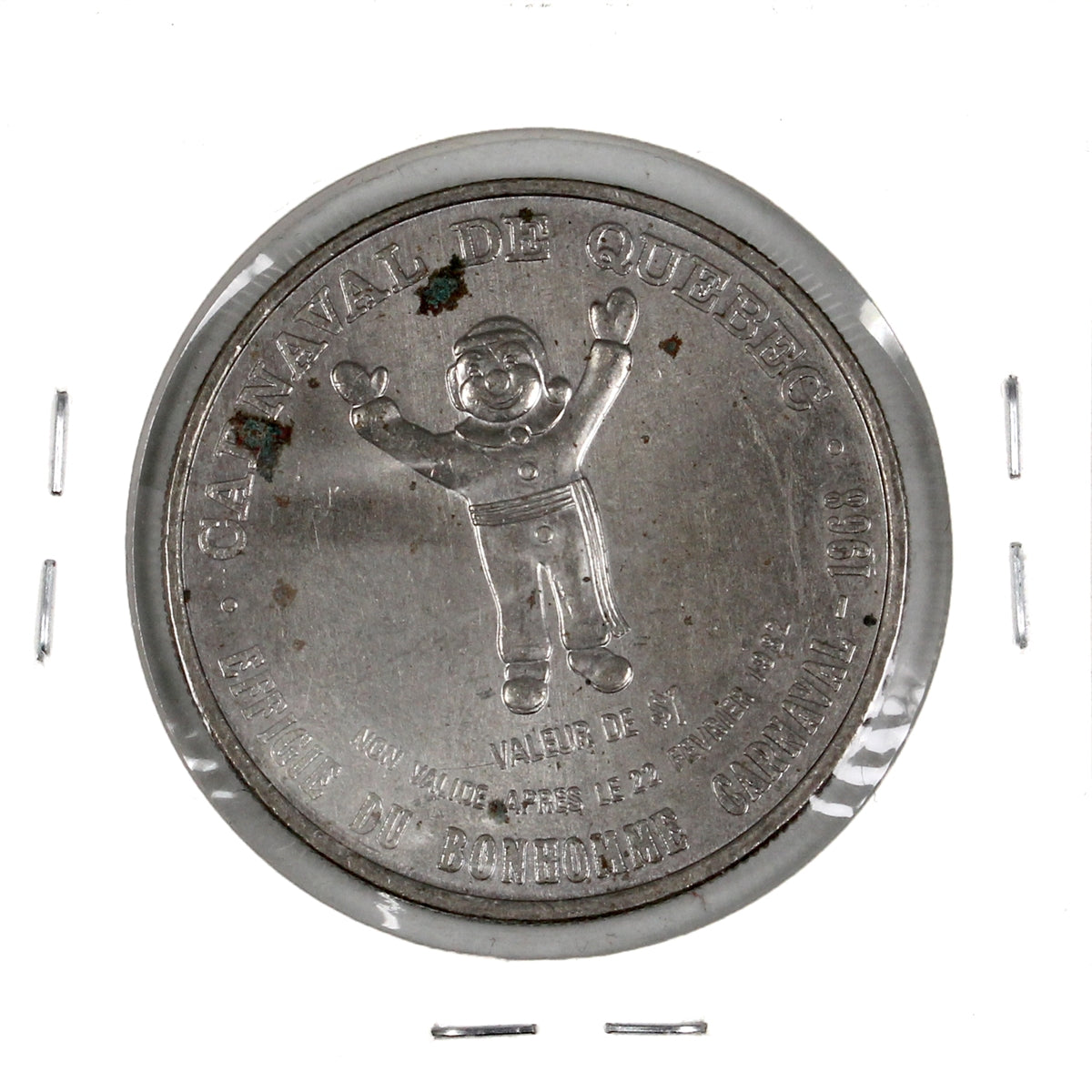 1982 Carnaval de Quebec Trade Dollar Token: Monument Jeanne d'Arc (Corrosion)