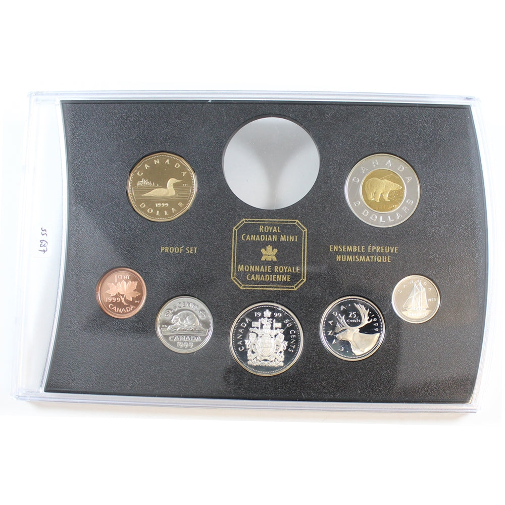 1999 Canada 7-coin Silver Frosted Proof Set from RCM Double Dollar Set (Lightly toned)