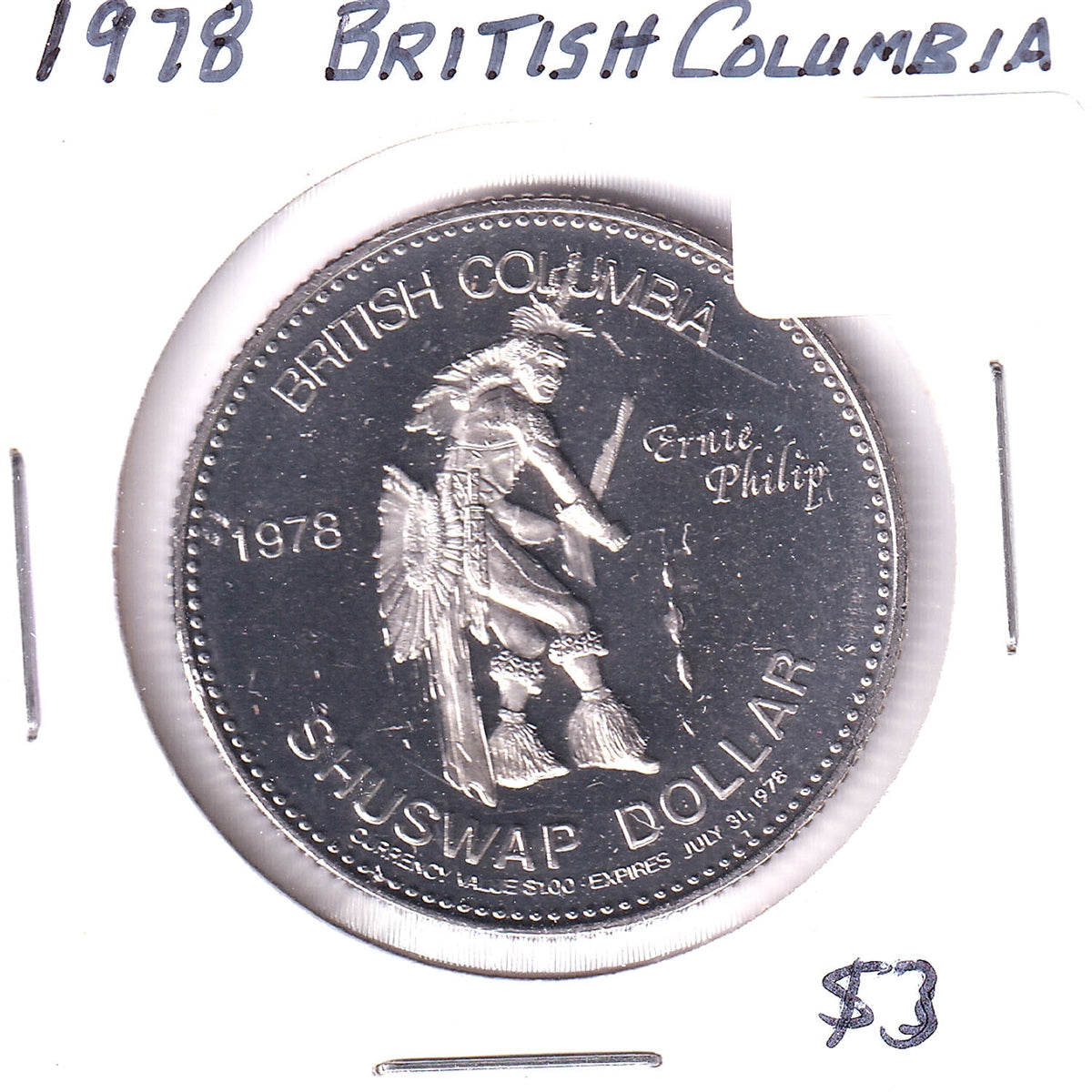 1978 British Columbia Shuswap Dollar Token
