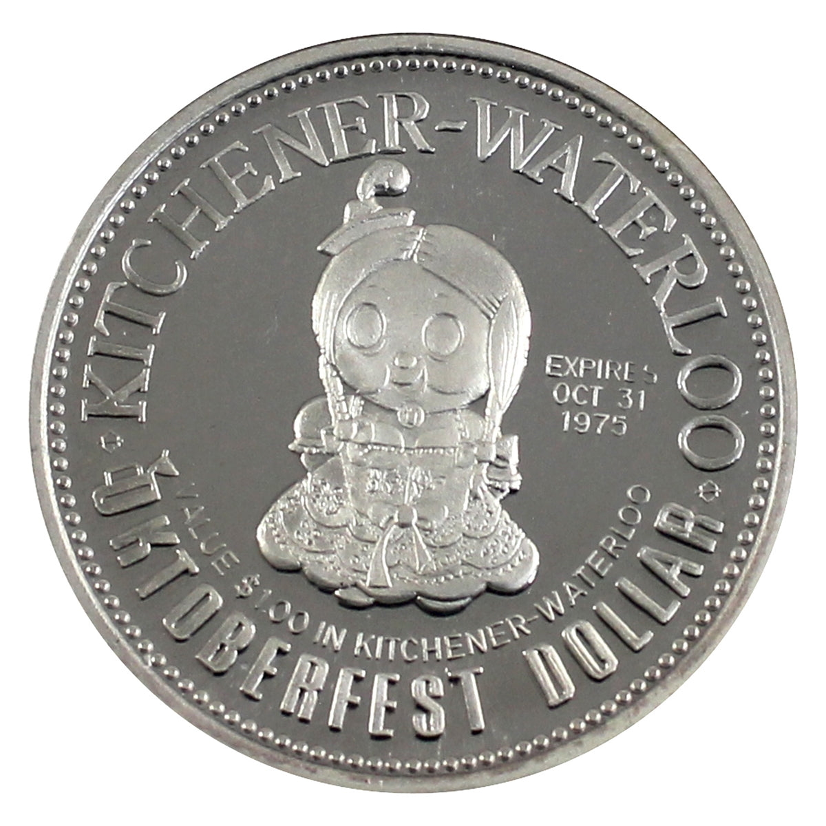 1975 Kitchener-Waterloo Oktoberfest .999 Silver Trade Dollar (No Tax) Lightly toned