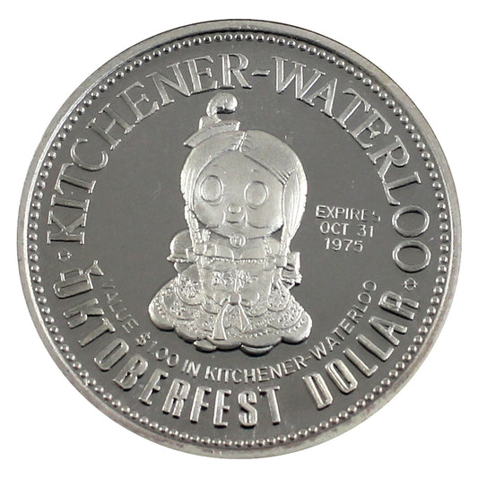 1975 Kitchener-Waterloo Oktoberfest .999 Silver Trade Dollar (No Tax) Lightly toned