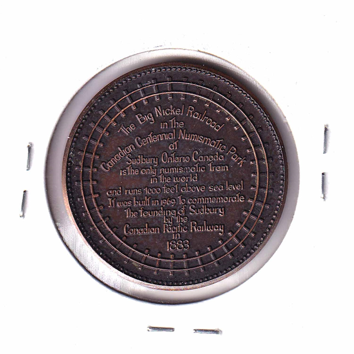 Big Nickel Railroad in Sudbury Canada Medallion