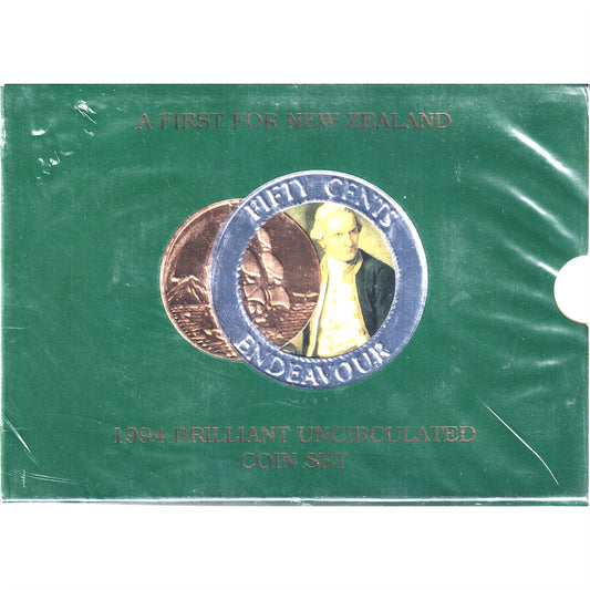 New Zealand 1994 6-coin Brilliant Uncirculated Set: First Bi-metal Coin (Issues)