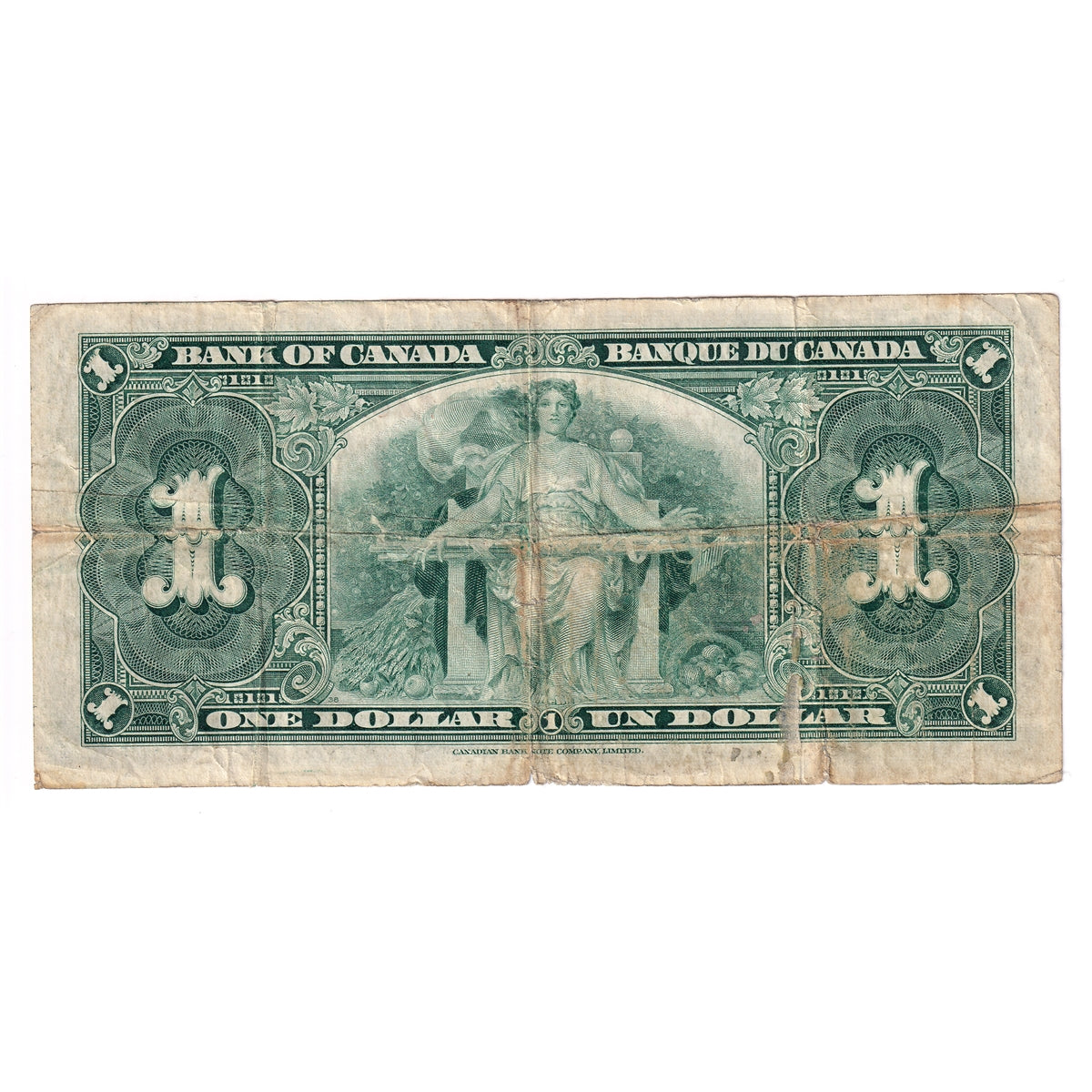 BC-21c 1937 Canada $1 Note, Gordon-Towers, VG-F (VG10) Hole or Tears
