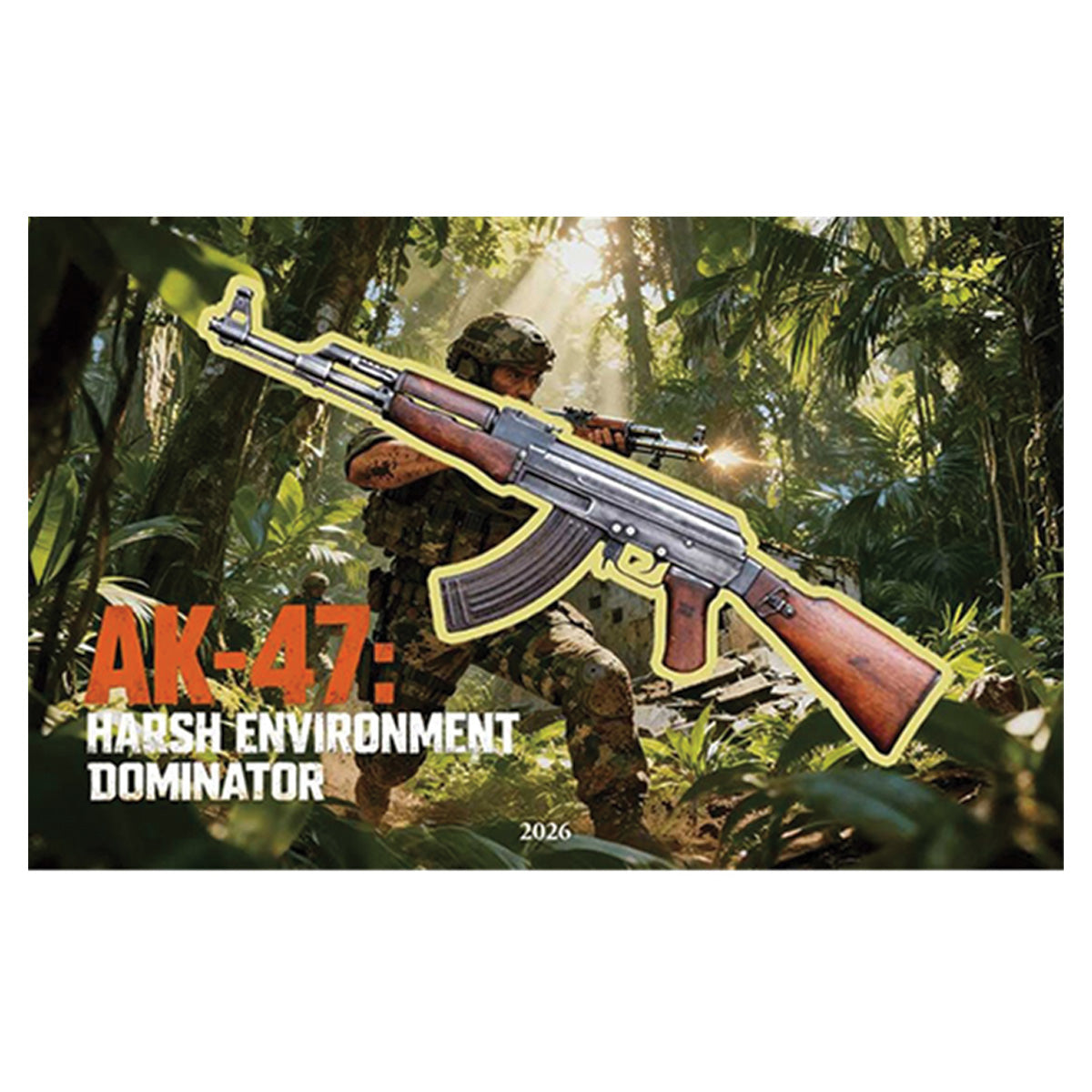 2026 Liberia $12 AK-47 Shaped 1/1000oz 24K .9999 Gold in Card (No Tax)